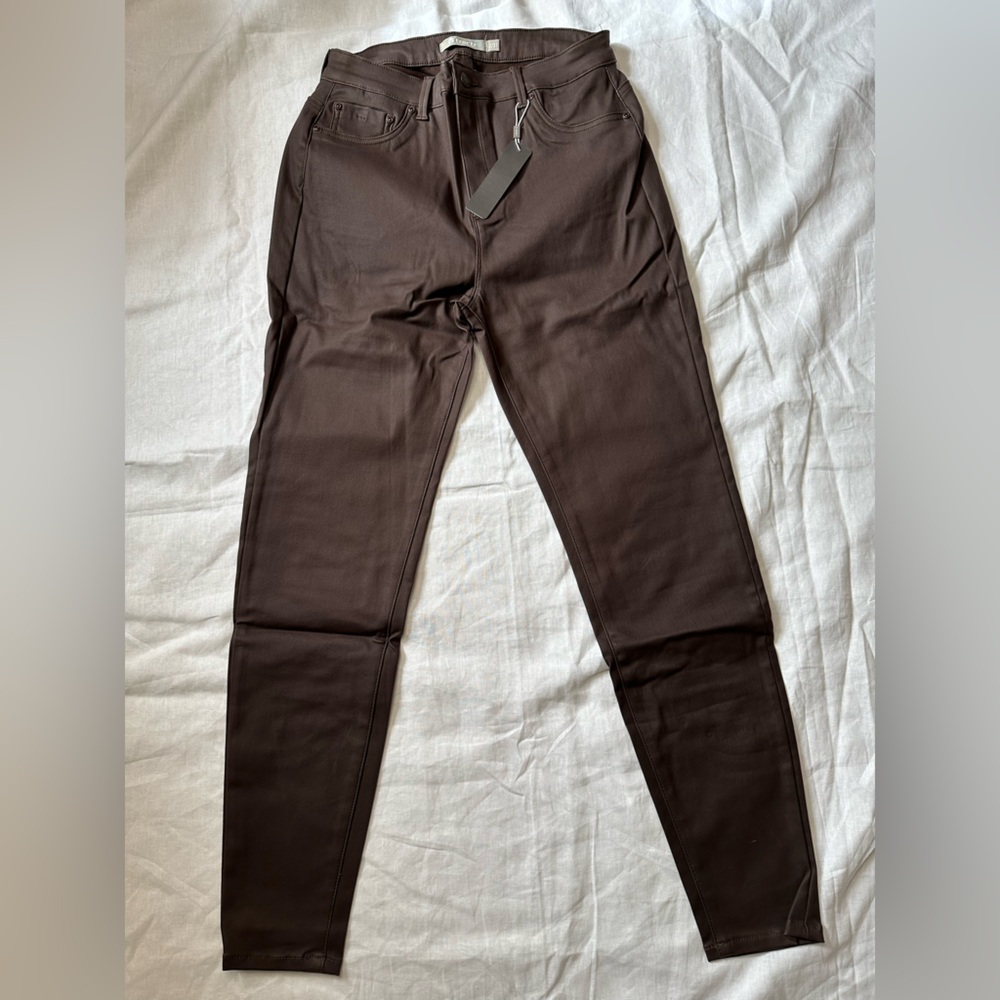 Tractr Chocolate Brown Skinny Pants